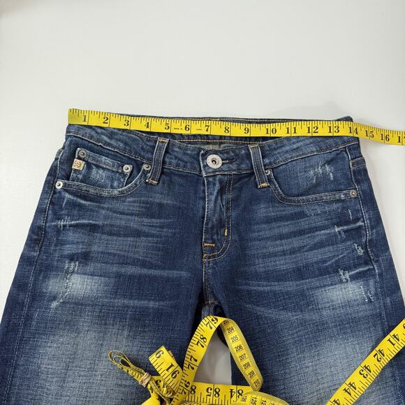 Big Star Denim Jean Shorts Womens 27 Blue Dark Wash Distressed Stretch Bermuda - Picture 9 of 12